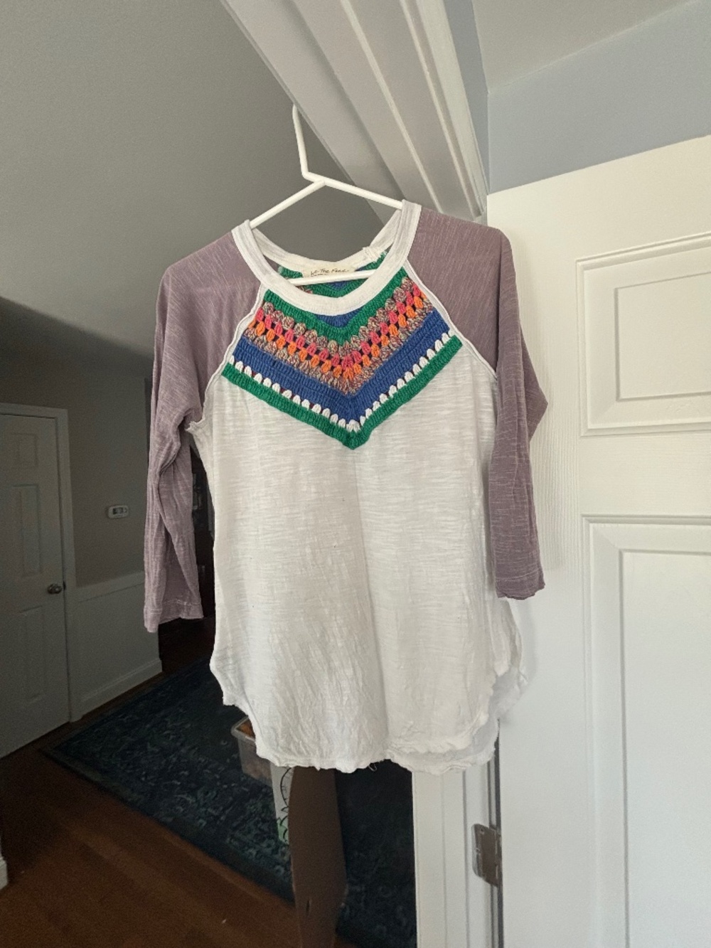 Free People Baseball Crochet Tee